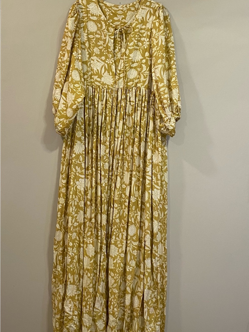 Mustard Floral Boho Maxi Dress XL
